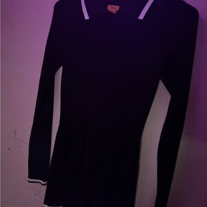 Black Long Sleeve Dress with White Trim